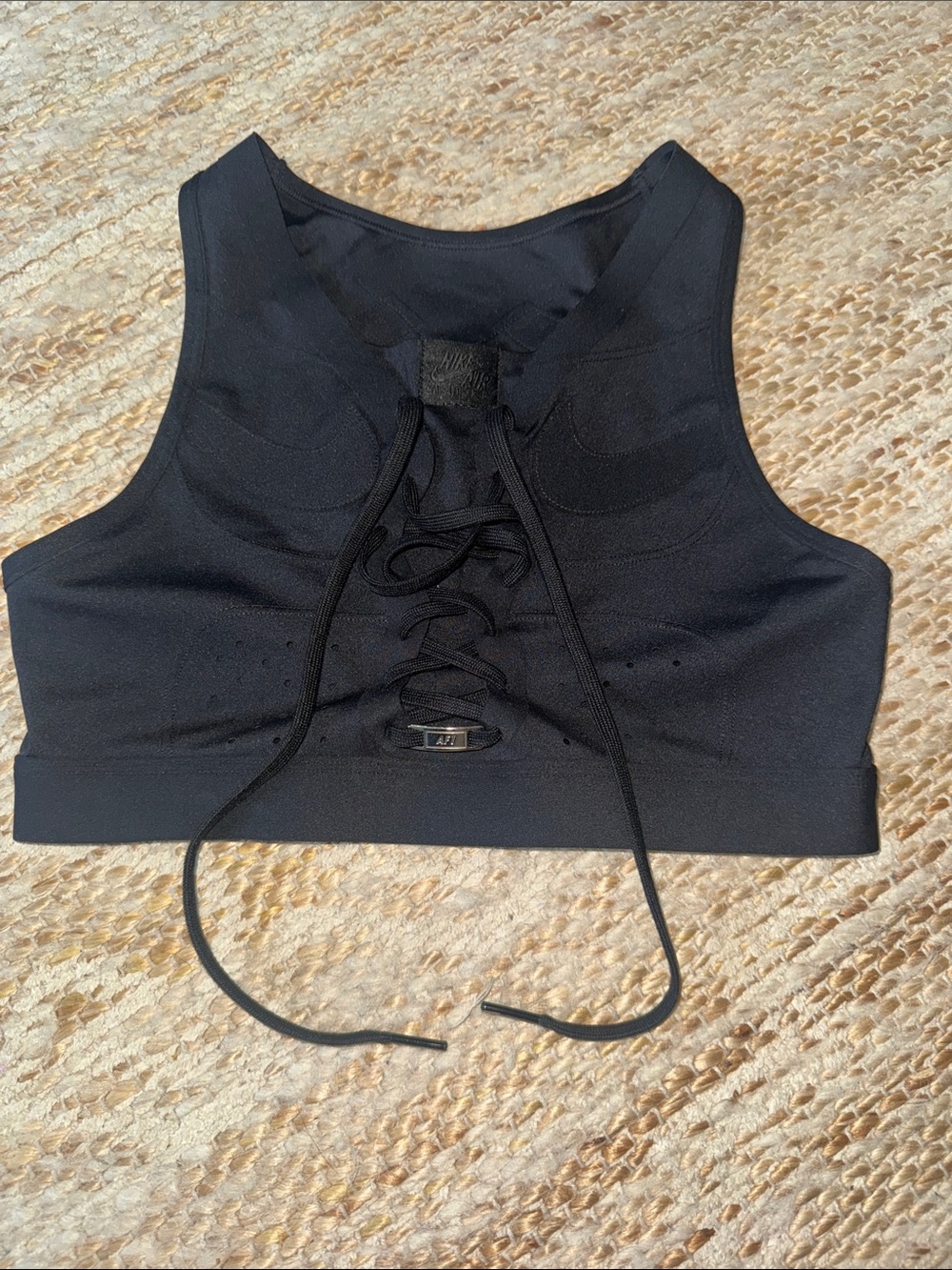 Nike Air Force Black Lace-Up Racerback Sports Bra